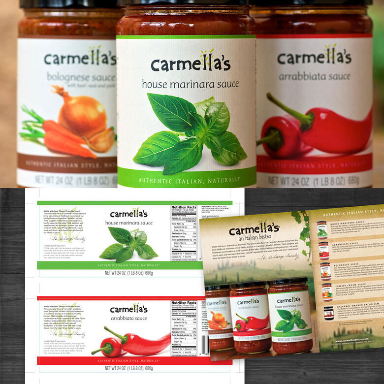 Label design for a local restaurant's product launch.