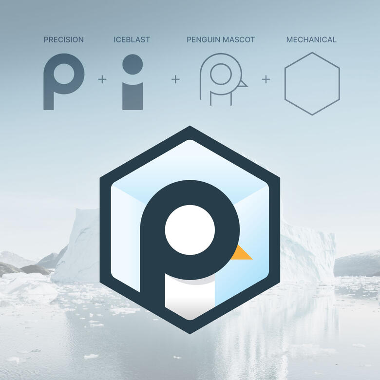 Breakdown of elements used to build logo.