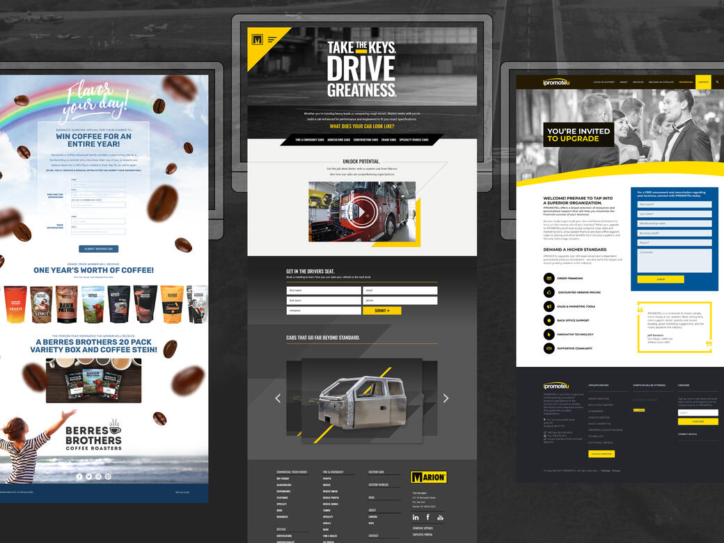 Landing pages for various brands/campaigns.